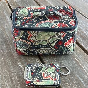 Vera Bradley Nomadic Floral Quilted Cosmetic Bag and Double ID Wallet Set